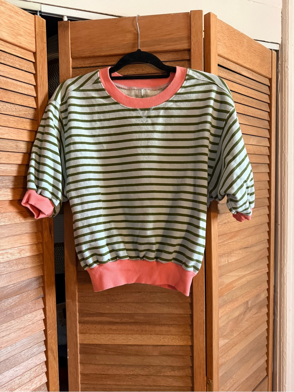 Pilcro Pink-Trim Striped Pullover